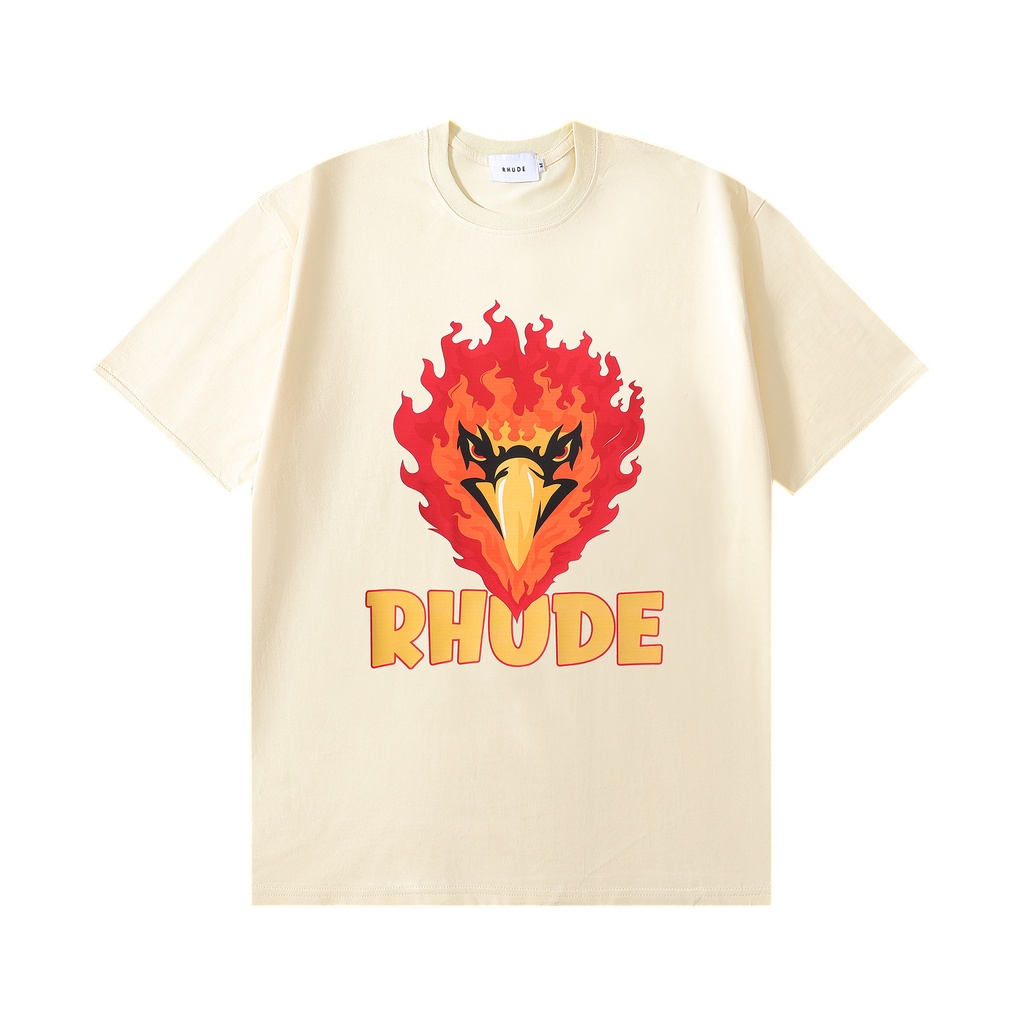 r-rhude-2023ss-eagle-flame-คู่รักวัยรุ่นแบบหลวมๆ-เสื้อยืดแขนสั้น