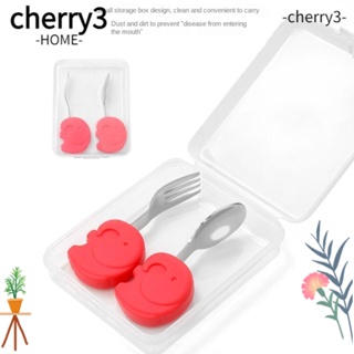 Cherry3 ช้อนส้อมสเตนเลส ฝึกทานอาหาร สําหรับเด็ก