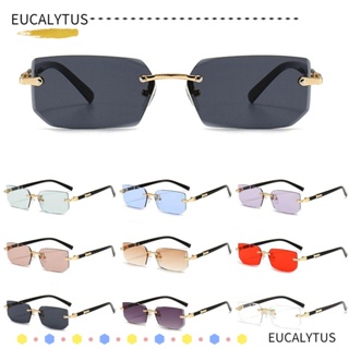 Eutus แว่นตากันแดด UV400 Y2K ทรงสี่เหลี่ยมผืนผ้า ไร้กรอบ สไตล์เรโทร สําหรับผู้หญิง และผู้ชาย