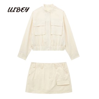 Uibey เสื้อโค้ทแฟชั่น อเนกประสงค์ + กางเกงขาสั้น 8852