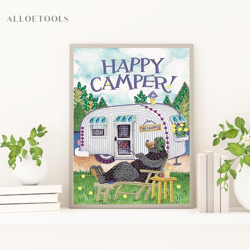 ชุดภาพวาดปักเพชร-รูปรถบัส-happy-camping-สําหรับตกแต่งผนัง-alloetools-th