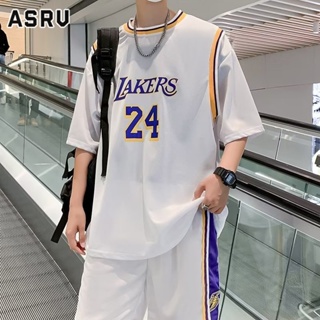 ASRV ชุดกีฬาผู้ชาย เสื้อยืดแขนสั้น size 24 + กางเกงกีฬาขาสั้นอินเทรนด์