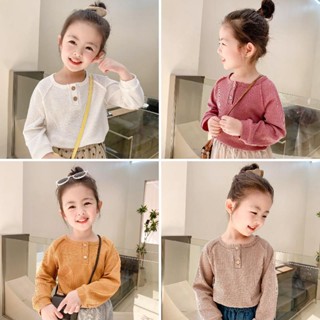 พร้อมส่ง ขายดี เสื้อยืด สีพื้น สไตล์เกาหลี ญี่ปุ่น ฤดูใบไม้ผลิ ฤดูใบไม้ร่วง สําหรับเด็กผู้หญิง อายุ 1-6 ปี 2023