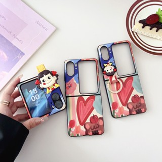 Oppo Find N2 พลิก หนัง การ์ตูนน่ารัก PEKO พร้อมสายรัดข้อมือ เคสแข็ง กันกระแทก เคสโทรศัพท์ สร้างสรรค์