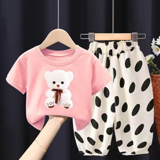 พร้อมส่ง เสื้อยืดแขนสั้น ทรงหลวม และกางเกงกันยุง แฟชั่นฤดูร้อน สําหรับเด็กผู้ชาย และเด็กผู้หญิง