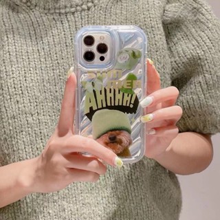 เคสโทรศัพท์มือถือแบบนิ่ม tpu ลายหมวกลูกสุนัข สีเขียว สําหรับ iPhone 12promax 13promax 14 14promax 14pro 11