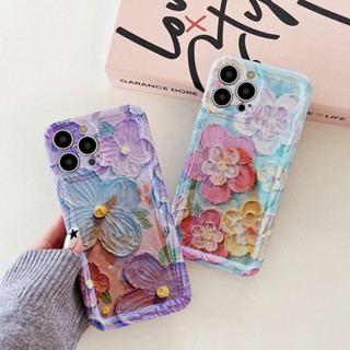 เคสโทรศัพท์มือถือ TPU กันกระแทก ลายภาพวาดสีน้ํามัน รูปดอกไม้สวยงาม สําหรับ Apple IPhone 14 13 12 11 Pro Max