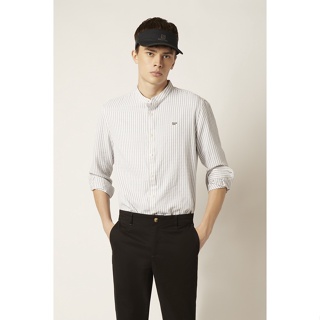 ESP เสื้อเชิ้ตคอจีนลายทาง ผู้ชาย | Stand Collar Stripe Shirt | 3734