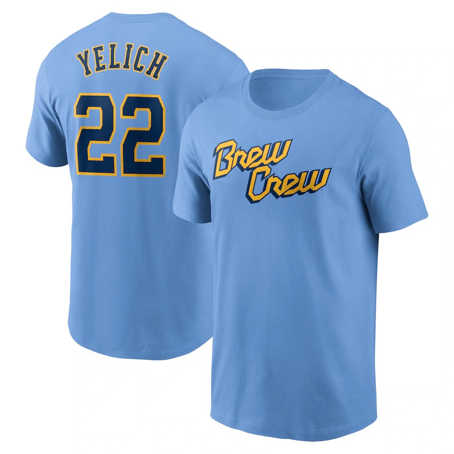 เสื้อยืดแขนสั้น-พิมพ์ลาย-milwaukee-brewers-yelich-23-mlb-พลัสไซซ์-สําหรับผู้ชาย-และผู้หญิง