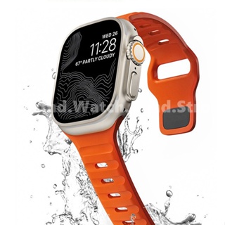 สายนาฬิกาข้อมือยางซิลิโคน สําหรับ Apple Watch Series Ultra 8 7 6 SE 5 4 3 2 1 iWatch ขนาด 49 มม. 45 มม. 41 มม. 44 มม. 40 มม. 42 มม. 38 มม.
