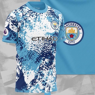 เสื้อกีฬาแขนสั้น ลายทีมฟุตบอล Manchester City Jersey น่ารัก พลัสไซซ์ 2023-2024