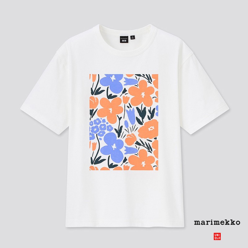 hot-uniqlo-เสื้อยืดสตรีคอกลมแขนสั้นพิมพ์ลาย-marimekko-รับลมร้อน