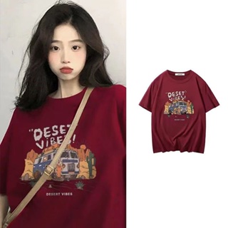 Chemisegrace✨พร้อมส่ง✨ เสื้อยืดวินเทจ   oversize  สตรี  เสื้อผ้าวัยรุ่นข้างถนนท2417/2407