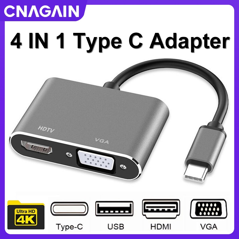 cnagain-อะแดปเตอร์-usb-c-เป็น-hdmi-vga-type-c-เป็น-vga-thunderbolt-3-สําหรับมอนิเตอร์คู่-otg-macbook-air-pro-ipad-pro-nintendo-surface-go-pro