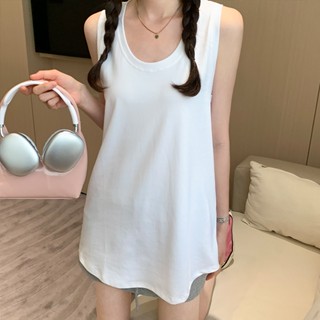 เสื้อสายเดี่ยวลําลอง คอยู ความยาวปานกลาง ทรงหลวม แฟชั่นฤดูร้อน สําหรับสตรี