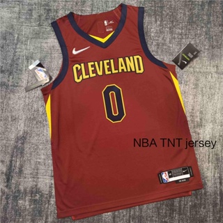 เสื้อกีฬาแขนสั้น ลายทีม NBA TNT Jersey 75 th Cleveland Cavaliers AU Player Edition Number NO . #0 พระพุทธรูปรัก สีแดง ของแท้ 104640
