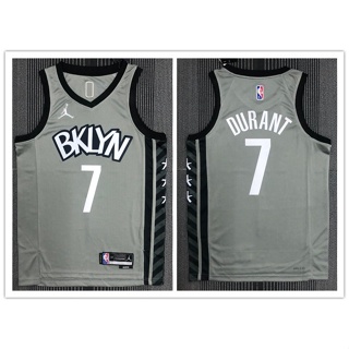 เสื้อกีฬาบาสเก็ตบอล ลายทีม nba Brooklyn Nets No.7 Durant 2022 สีเทา 590770