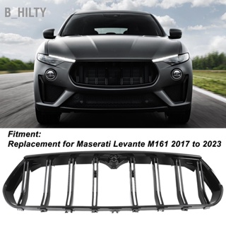 B_HILTY กันชนหน้า Center Hood Grill สีดำเงาหม้อน้ำกระจังหน้าสำหรับ Maserati Levante M161 2017 ถึง 2023