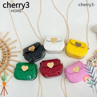 Cherry3 กระเป๋าสะพายไหล่ สะพายข้าง หนัง PU กันน้ํา ลายหัวใจ แฟชั่นสําหรับเด็ก