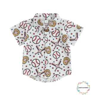 Babyclothes- เสื้อเบสบอล คอปก แขนสั้น พิมพ์ลาย ติดกระดุม แฟชั่นฤดูร้อน สําหรับเด็กวัยหัดเดิน