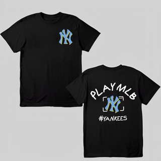 เสื้อยืดคุณภาพดี  เกาหลี MLB แขนสั้นหญิงชอบคู่เล่นชาย ฤดูร้อนใหม่ NY Yan Yan ทีมเสื้อยืด LA ครึ่งแขนของแท้