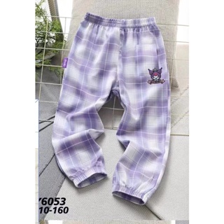 New childrens pants, childrens striped casual pants, mosquito proof pants, thin embroidered sports cartoon pants in summer.