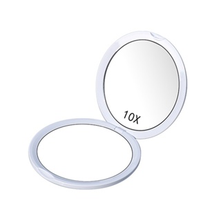 Plastic Professional Practical Convenient Smooth Handheld Double Side 10x Magnification Round Folding Makeup Mirror
