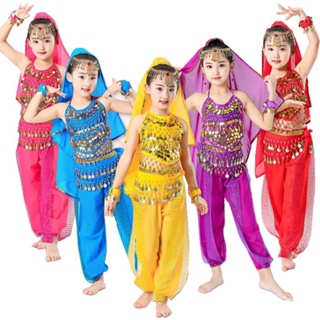 5PCS/7PCS Girls ชุดเต้นรำอินเดียชุดการเต้นรำหน้าท้องชุด, ชุดเต้นรำสาวโอเรียนเต็ลสาวชุดการแสดงชุดเต้นรำท้องอินเดีย