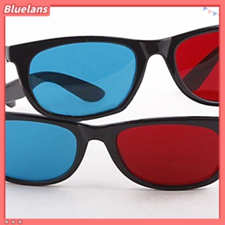 【 Bluelans 】แว่นตา 3D กรอบพลาสติก น้ําหนักเบา สีแดง สีฟ้า สําหรับภาพยนตร์ เกม DVD