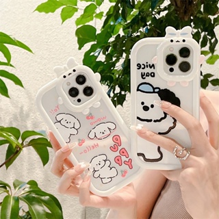 เคสโทรศัพท์มือถือ แบบนิ่ม ลายการ์ตูนสุนัข สีขาว สําหรับ For iPhone 1 13 14 Pro 7 8 Plus XS Max 12 14 Pro Max 13 12 Pro