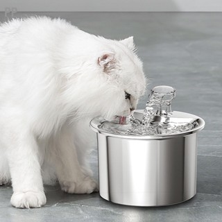 PP น้ำพุแมว Smart Super Silent Automatic Circulation Filtration Stainless Steel Pet Fountain EU Plug