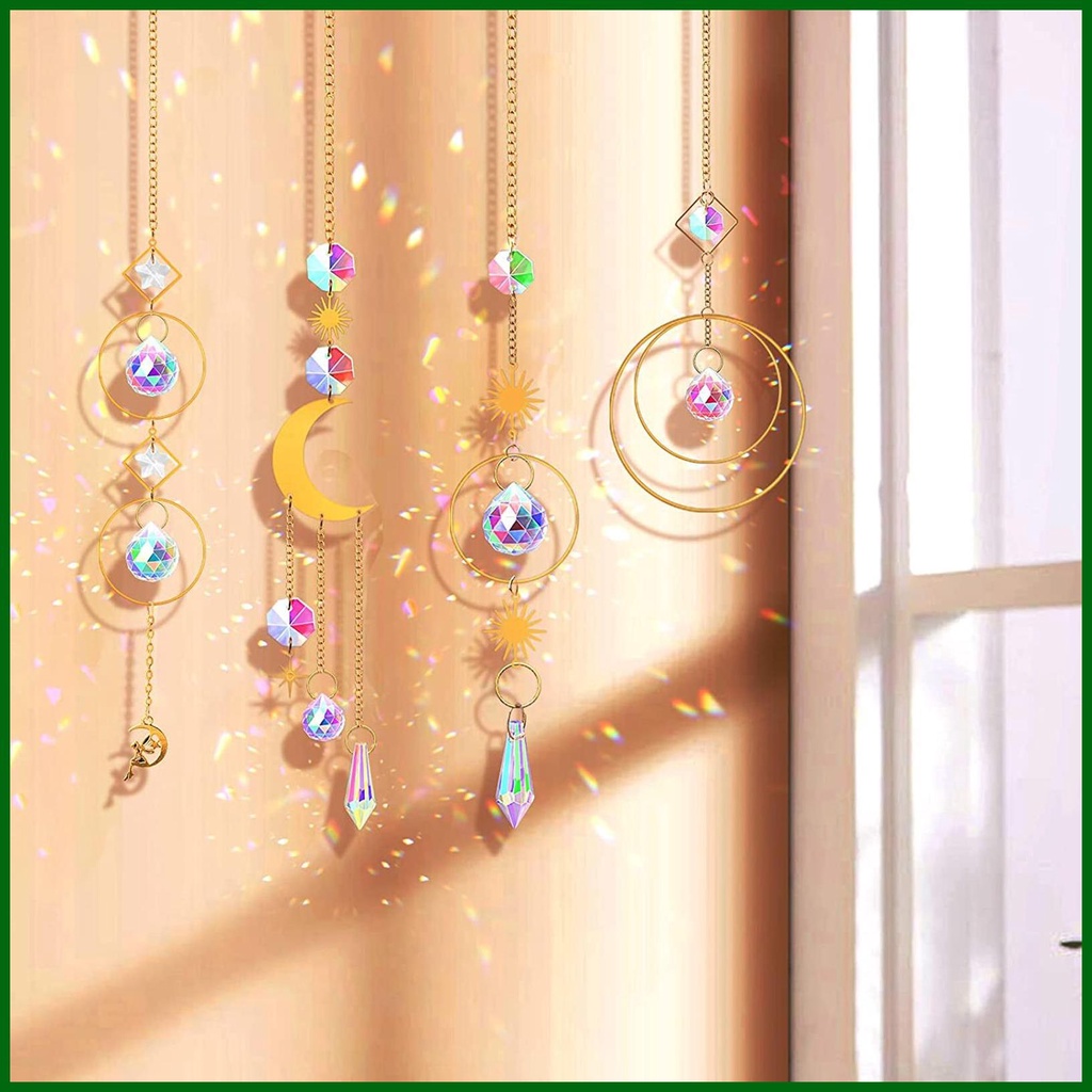 เครื่องรางจับแสงอาทิตย์-ประดับคริสตัล-พร้อมโซ่-สีรุ้ง-สําหรับหน้าต่าง