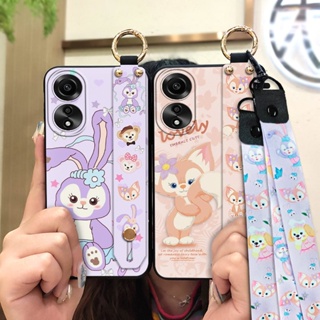 Soft case Silicone Phone Case For OPPO A78 4G Cute Wristband Back Cover Waterproof Lanyard protective Durable Kickstand