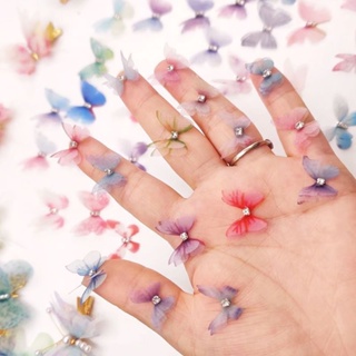 Simulation Super Fairy Double Layer Tulle Butterfly DIY Eye Makeup Material Accessories Nail Art Face Sticker Self-portrait Props