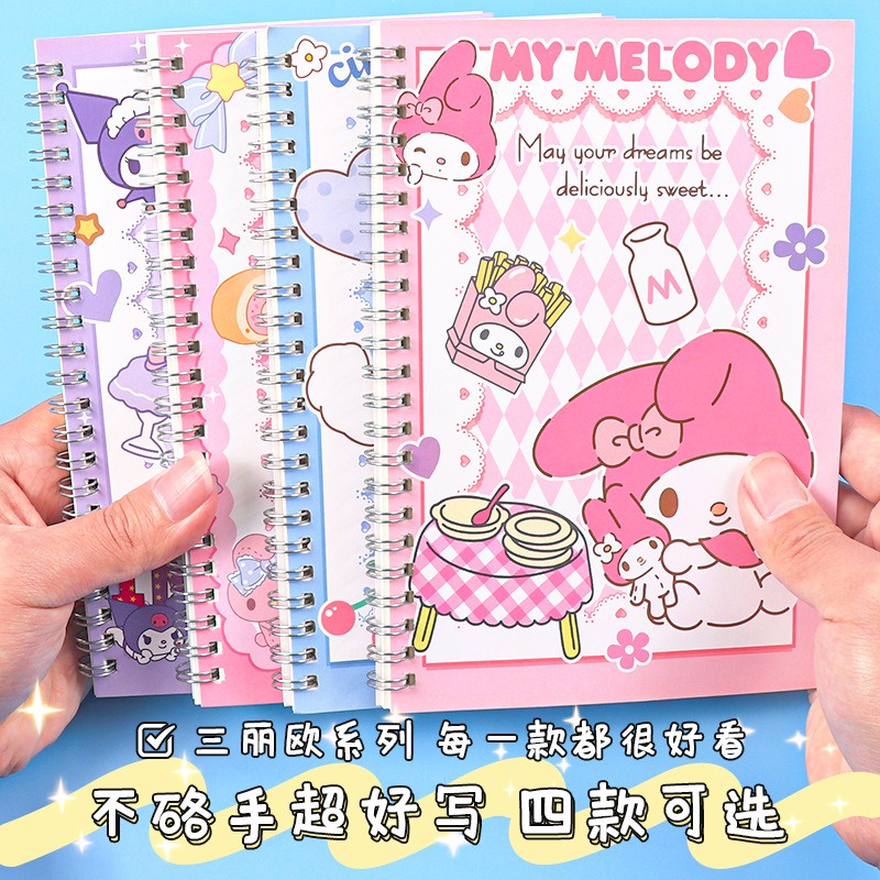 สมุดโน๊ต-ลายการ์ตูนอนิเมะ-sanrioed-kawaii-kuromi-my-melody-cinnamoroll-kitty-เหมาะกับของขวัญ-เครื่องเขียน-สําหรับเด็กนักเรียน-สํานักงาน-โรงเรียน