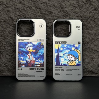 เคสโทรศัพท์มือถือ ผิวด้าน ลายภาพวาด Van Goghs สร้างสรรค์ สีเงิน สําหรับ iPhone 14 Pro Max 13 12 Pro Max 11