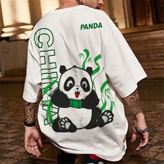S-8XL National tide Chinese style panda t-shirt short-sleeved mens and womens tide brand trend loose large size r_03