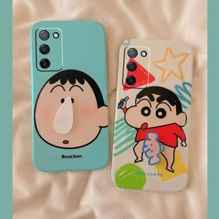 Soft Casing For Samsung Galaxy S23 S22 S21 S20 FE Plus Note 20 Ultra 4G 5G J7 Pro J2 Prime J6 J4 Plus A10S A20S A7 A9 2018 Straight Edge Fine Hole Phone Case Crayon Shin chan and Boochan Cover 1MDD 35
