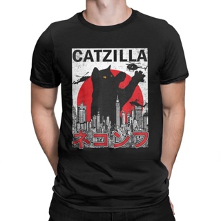 【hot tshirts】เสื้อยืดลําลอง แขนสั้น พิมพ์ลาย Catzilla เหมาะกับฤดูร้อน สไตล์ญี่ปุ่น แฟชั่นฮาราจูกุ สําหรับผู้ชาย2022