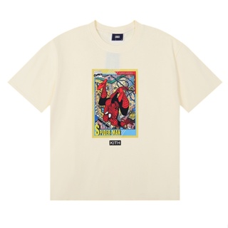 ✨ Ready Stock ✨✨High Street T-shirt KITH Door New Marvel Spider Man Printed Cotton Short Sleeve T-shirt
