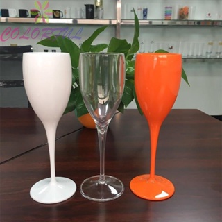 【COLORFUL】175ml Plastic Champagne Flute Prosecco Wine Glasses Goblet Stemware Cup