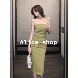 Alice  เดรส เดรสยาว เสื้อผ้าแฟชั่น เสื้อเปิดไหล่  High quality ทันสมัย Stylish สบาย A22M1DK 36Z230909