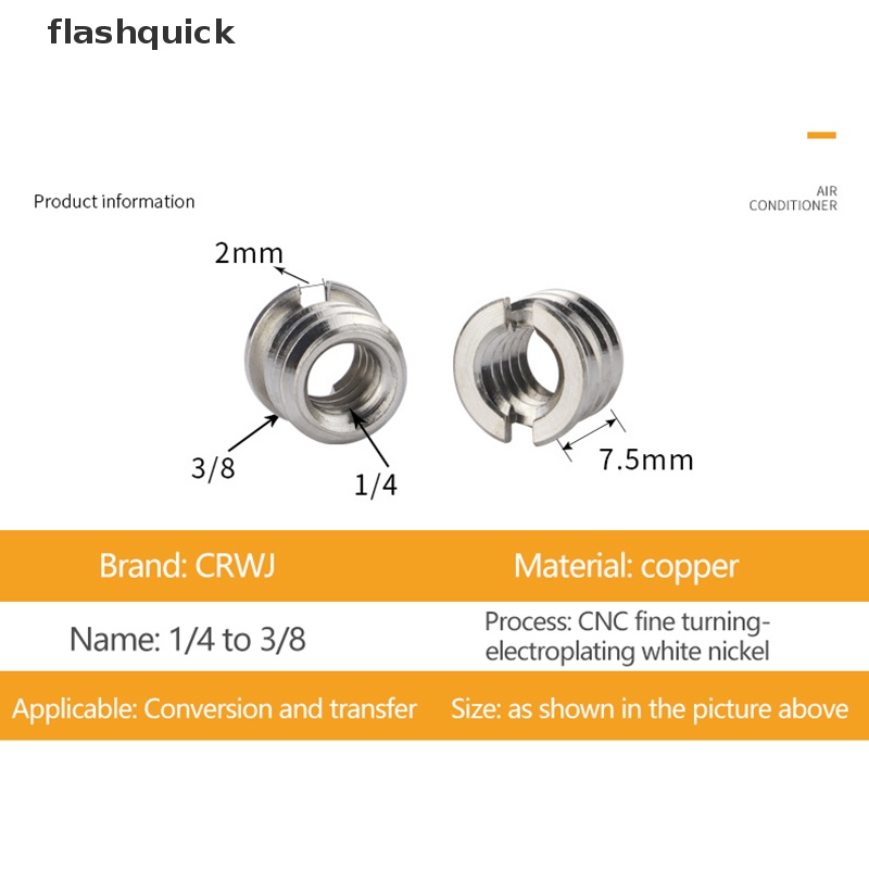 flashquick-อะแดปเตอร์แปลงสกรูขาตั้งกล้อง-1-4-เป็น-3-8-นิ้ว-อุปกรณ์เสริม-สําหรับกล้อง-dslr