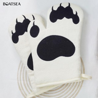 (Boatsea) ถุงมือผ้าฝ้าย กันลื่น น้ําหนักเบา สําหรับเตาอบไมโครเวฟ 2 ชิ้น