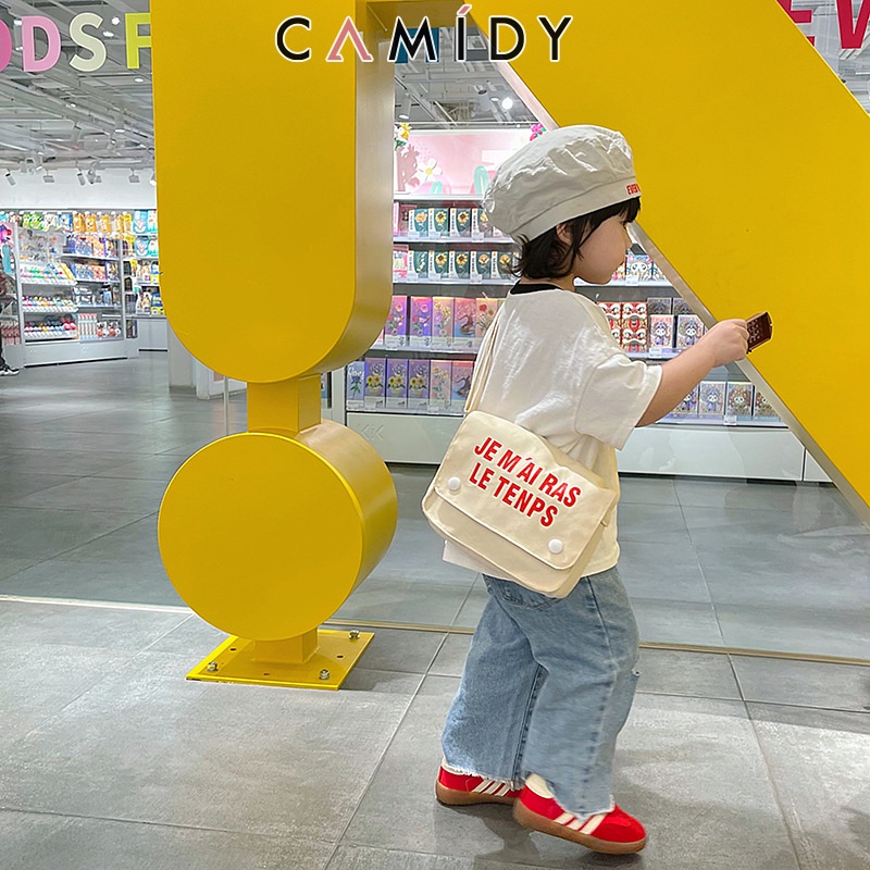 camidy-ผ้าแคนวาสตัวอักษรเกาหลีกระเป๋าสะพายข้างสำหรับเด็กถ่ายภาพแนวสตรีทเท่ๆอุปกรณ์เสริมการถ่ายภาพเด็ก-ins-หญิง