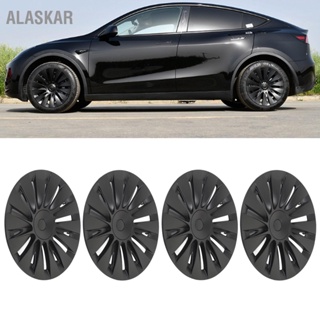 ALASKAR 4PCS 19in ฝาครอบดุมล้อสีดำด้านสปอร์ตฝาครอบล้อสำหรับ Tesla รุ่น Y 2020 ถึง 2023