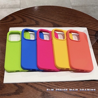 เคสโทรศัพท์มือถือ ซิลิโคนนิ่ม ผิวด้าน กันกระแทก สีสดใส สําหรับ iPhone 14 13 12 11 Pro Max