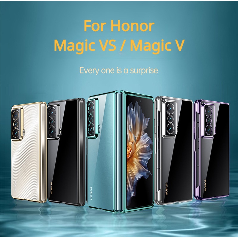 เคสโทรศัพท์มือถือแบบใส-ชุบไฟฟ้า-หน้าจอพับได้-กันกระแทก-สําหรับ-honor-magic-vs