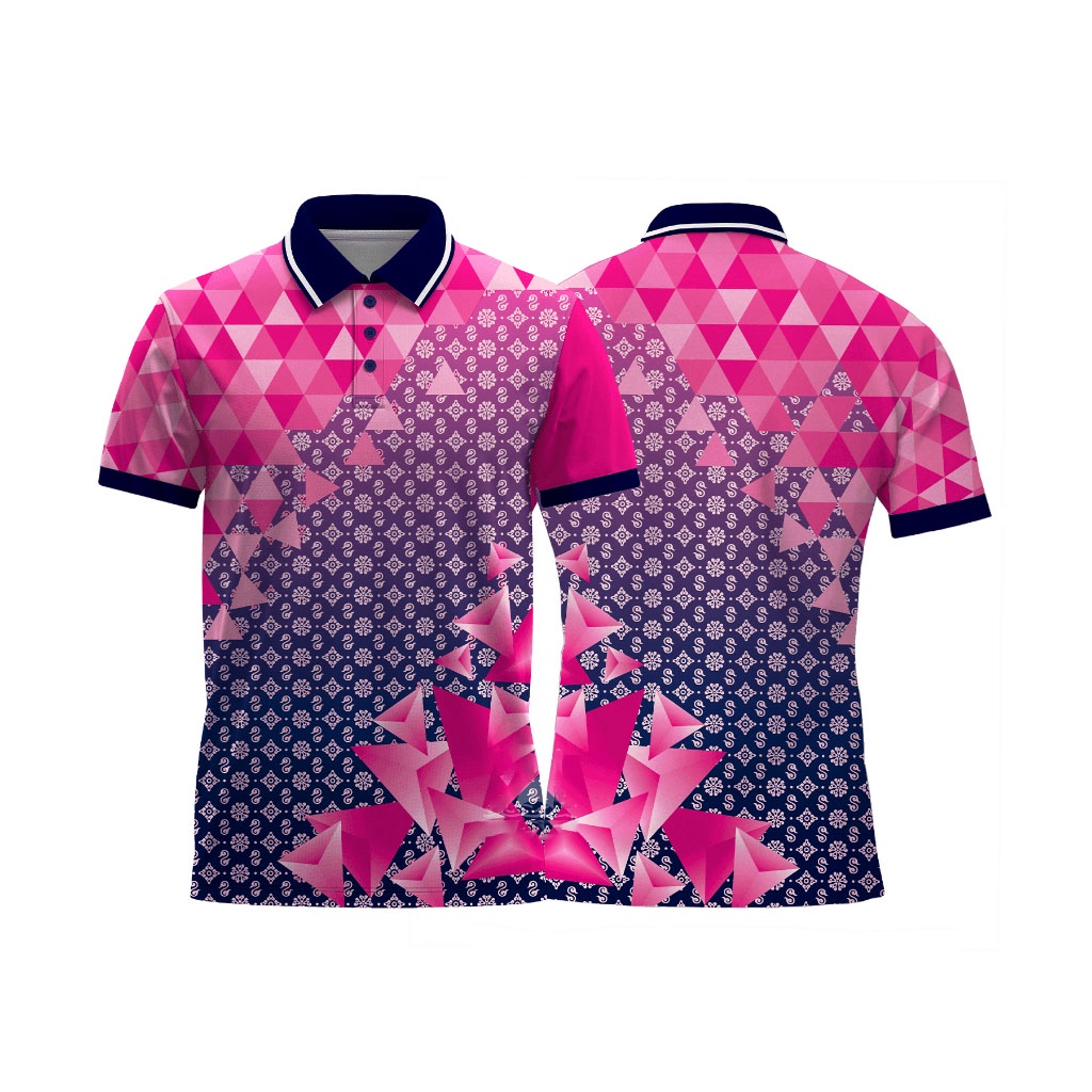 สินค้าใหม่-เสื้อโปโลผ้ากีฬา-ลายขอ3-สีชมพู-ตัวเปล่า