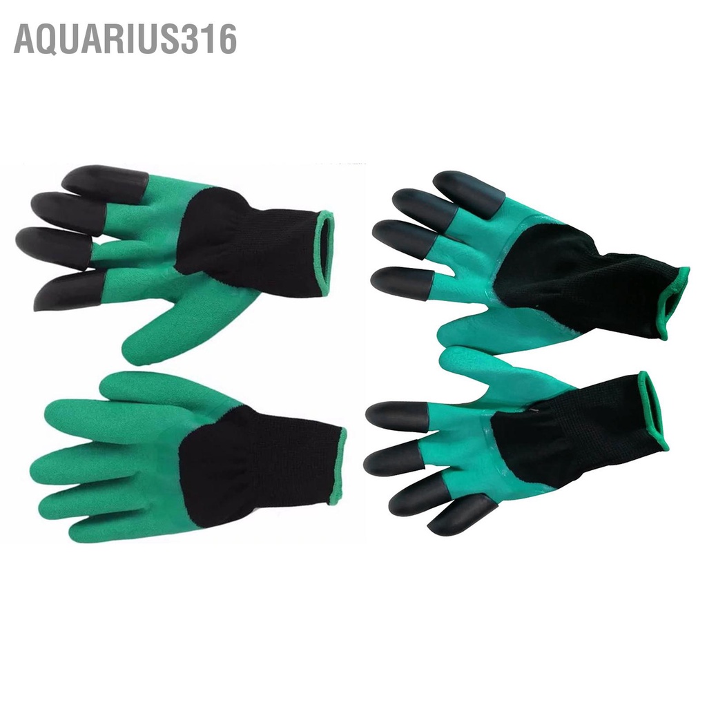 aquarius316-จับคู่ถุงมือทำสวนกับปลายนิ้ว-กรงเล็บ-ถุงมือทำงานสำหรับการเพาะปลูก-ขุด-กำจัดวัชพืช-หว่านเมล็ด